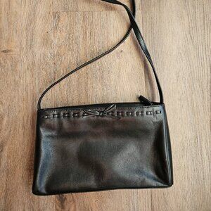 Worthington Black Lambskin Leather Crossbody Bag Shoulder Purse Y2K
